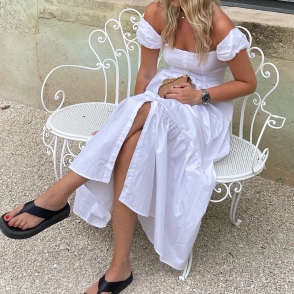 Staud White Elio Midi Dress, SIZE 6 1657 - Picture 2 of 9